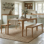 Marlow 8 Seat Dining Set with Wooden Benches in Light Oak