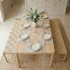 Marlow 8 Seat Dining Set with Woven Benches in Light Oak