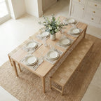 Marlow 8 Seat Dining Set with Woven Benches in Light Oak