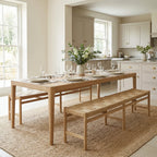 Marlow 8 Seat Dining Set with Woven Benches in Light Oak