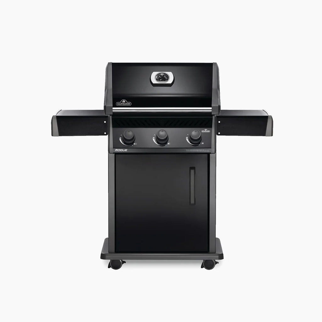 Napoleon Rogue 425 Gas Grill Three Burner Propane Battery Free Ignition Cast Iron Grids