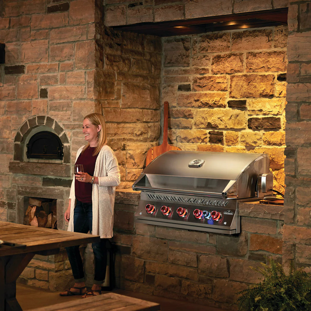 Napoleon 700 Series 38 Inch Built In Gas Grill With Rear Infrared Burner And Accu Probe Temperature Gauge