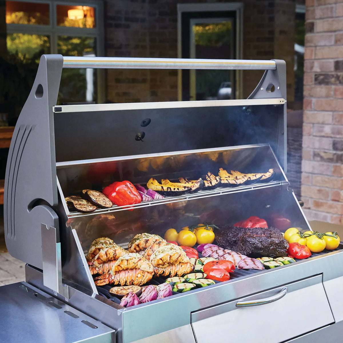 Napoleon Large Charcoal Professional Barbecue Cart Style Stainless Steel Grill System