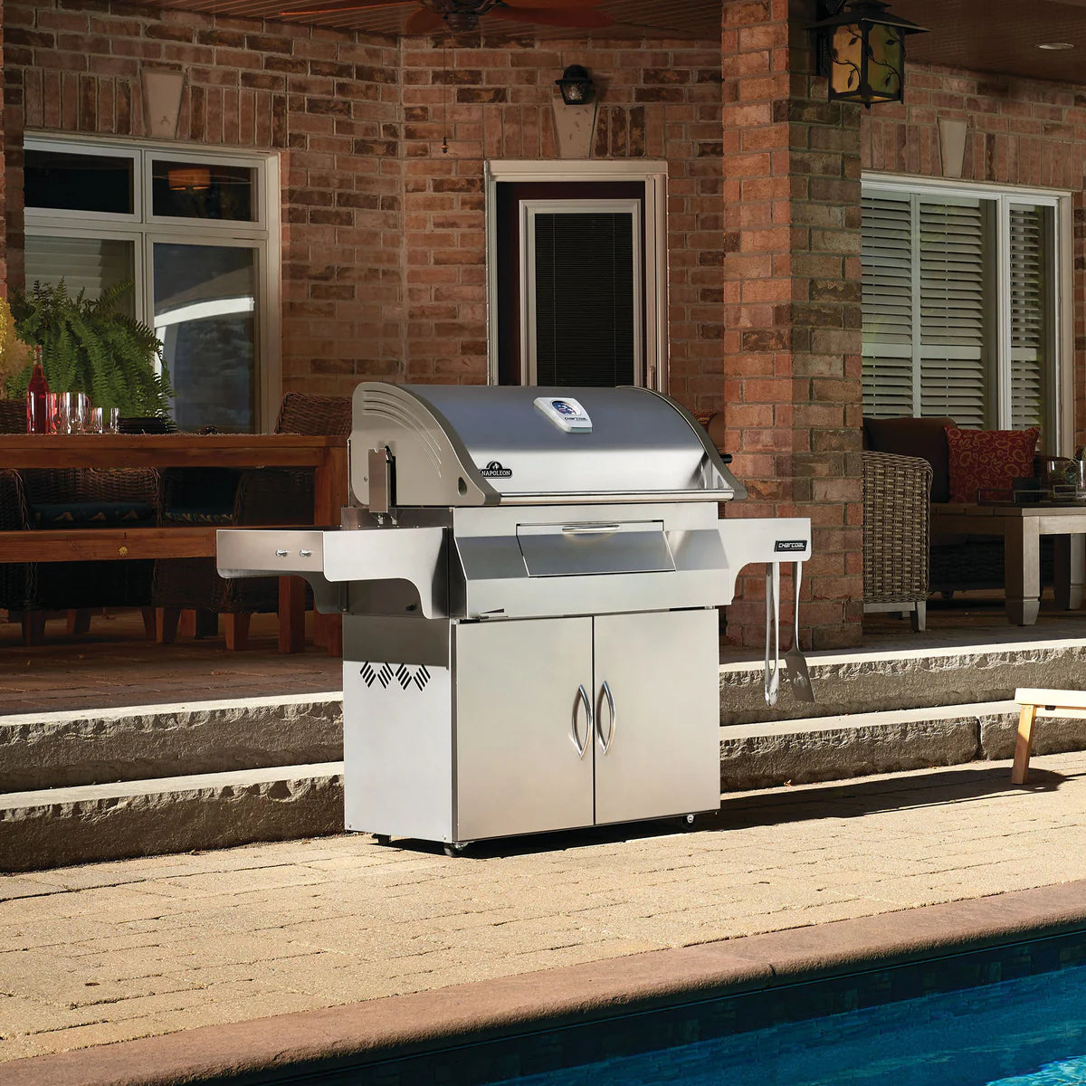 Napoleon Large Charcoal Professional Barbecue Cart Style Stainless Steel Grill System