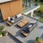 Panama 3 Seat Outdoor Sofa With Convertible Sun Lounger Charcoal Weatherproof Aluminium Frame