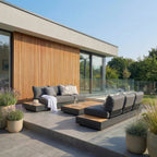 Panama 3 Seat Outdoor Sofa With Convertible Sun Lounger Charcoal Weatherproof Aluminium Frame