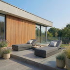 Panama 3 Seat Outdoor Sofa With Convertible Sun Lounger Charcoal Weatherproof Aluminium Frame