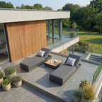 Panama 3 Seat Outdoor Sofa With Convertible Sun Lounger Charcoal Weatherproof Aluminium Frame