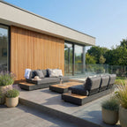 Panama 3 Seat Outdoor Sofa With Convertible Sun Lounger Charcoal Weatherproof Aluminium Frame