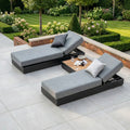 Panama 3 Seat Outdoor Sofa With Built In Sun Lounger Two In One Washed Grey Premium