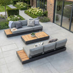 Panama 3 Seat Outdoor Sofa With Built In Sun Lounger Two In One Washed Grey Premium