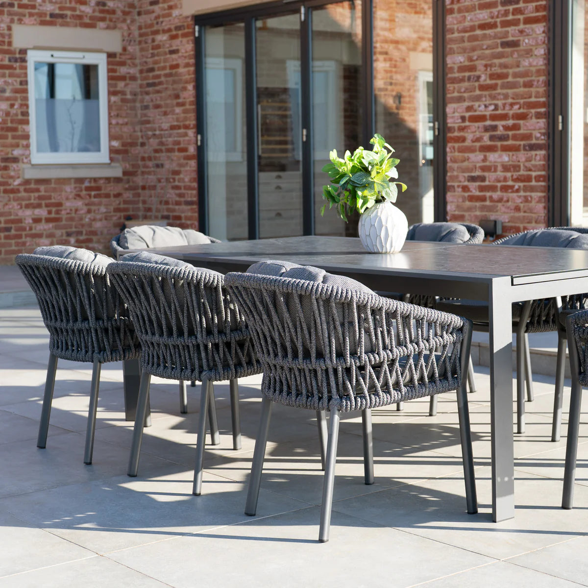 Pello Table Pello 8 Seat Extending Dining Set Ceramic Table Grey – Grand Curations
