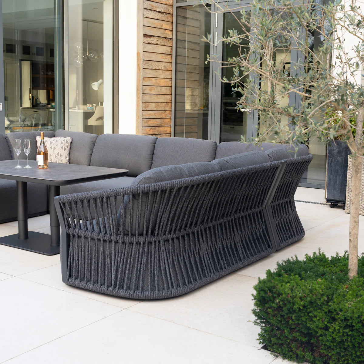 Pello U-Shape Corner Sofa Set with Altura Rising Table in Grey