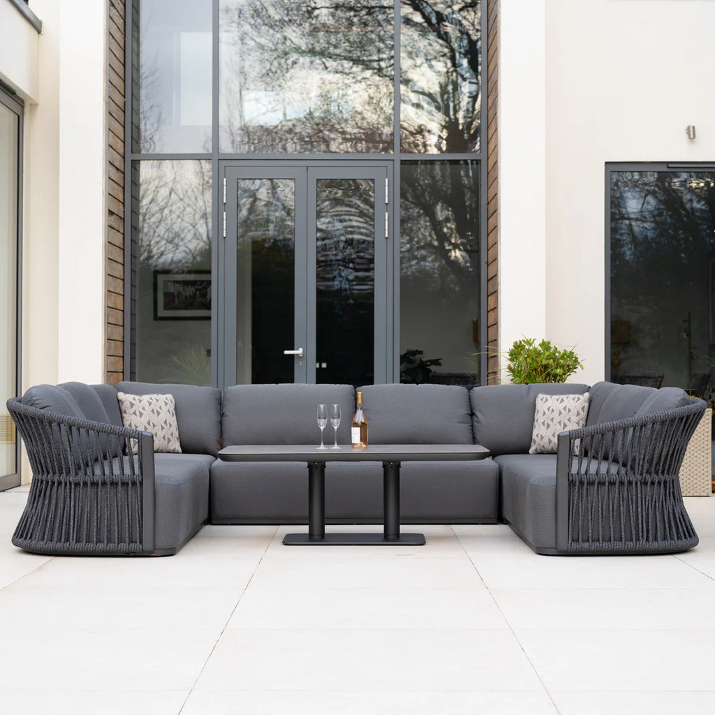 Pello U-Shape Corner Sofa Set with Altura Rising Table in Grey