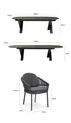Pello 8 Seat Oval Dining Set with Albatross Extending Table in Grey