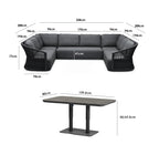 Pello U-Shape Corner Sofa Set with Altura Rising Table in Grey