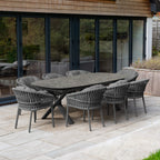 Pello 8 Seat Oval Dining Set with Albatross Extending Table in Grey