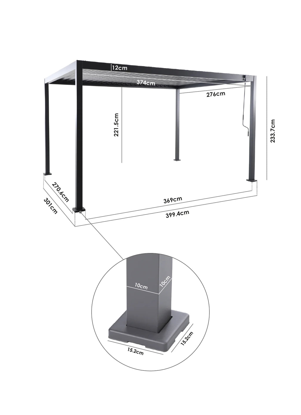 PergoSTET Lite 3m x 4m Metal Rectangular Pergola with Wood Effect