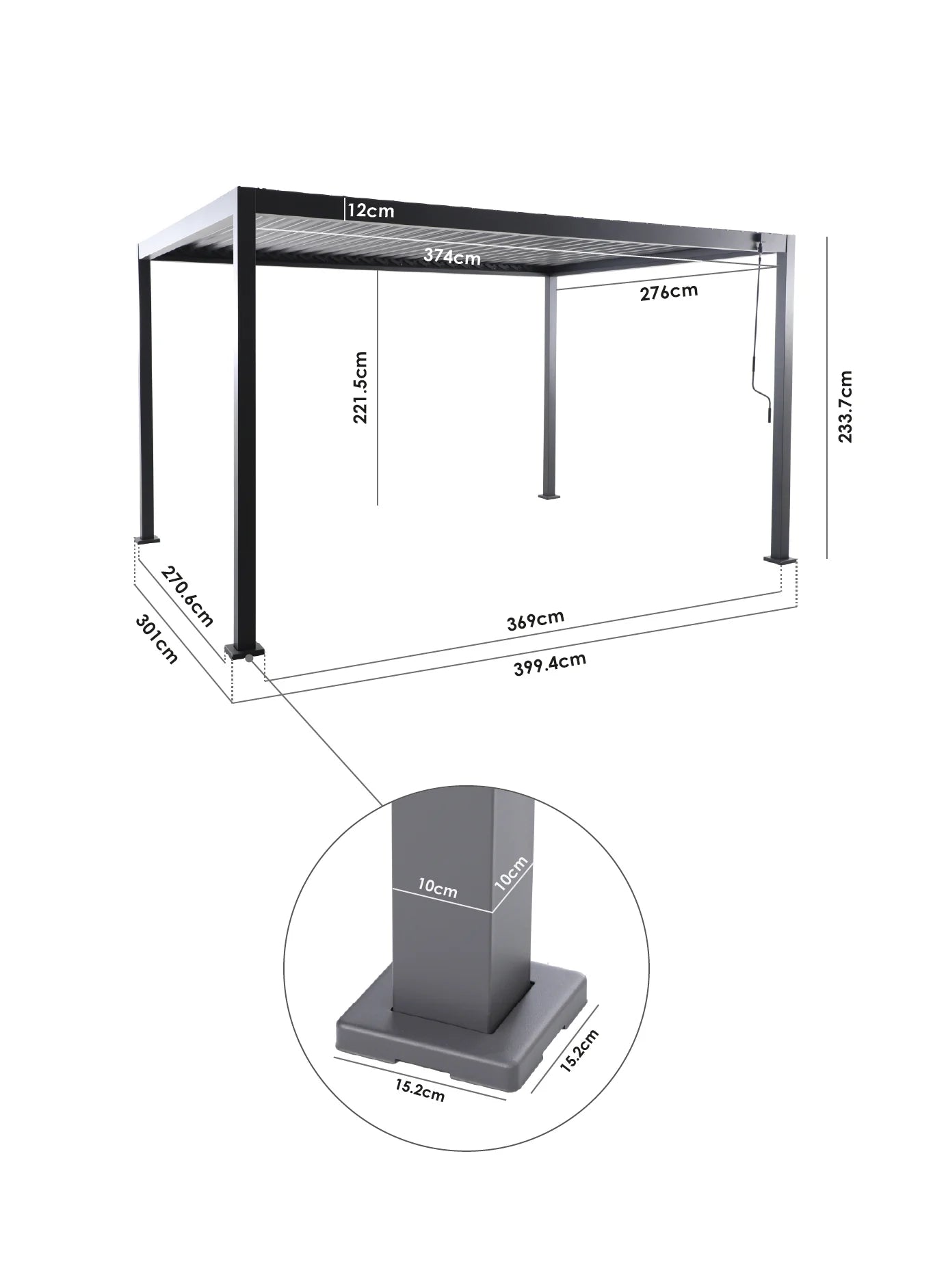 PergoSTET Lite 3m x 4m Metal Rectangular Pergola with Wood Effect
