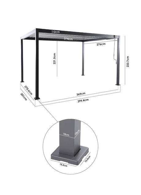 PergoSTET Lite 3m x 4m Metal Rectangular Pergola with Wood Effect