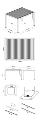 PergoSTET Plus Frame Only 3m x 4m Rectangular Pergola with LED Lighting in Wood Effect