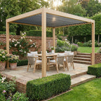 PergoSTET Lite 3m x 4m Metal Rectangular Pergola with Wood Effect