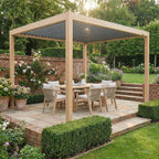 PergoSTET Lite 3m x 4m Metal Rectangular Pergola with Wood Effect