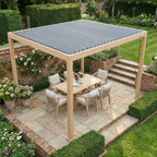 PergoSTET Lite 3m x 4m Metal Rectangular Pergola with Wood Effect