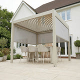 PergoSTET Plus 3x3m Aluminum Pergola with LED Lights & 3 Manual Blinds - Latte