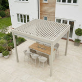 PergoSTET Plus 3x3m Aluminum Pergola with LED Lights & 3 Manual Blinds - Latte