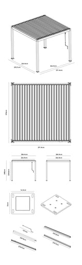 PergoSTET Plus Frame Only 3m x 3m Square Pergola with LED Lighting in Latte