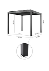 PergoSTET Deluxe 3m x 3m Pergola with Motorised LED Louvres and 3 Manual Side Blinds in Grey