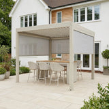 PergoSTET Plus 3x3m Aluminum Pergola with LED Lights & 3 Manual Blinds - Latte