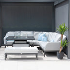 PergoSTET Deluxe 3m x 3m Square Pergola with Motorised LED Louvres and 3 Manual Side Blinds in Grey