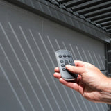 PergoSTET Deluxe 3m x 3m Pergola with Motorised LED Louvres and 3 Manual Side Blinds in Grey