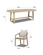 Quay 6 Seat Oval Dining Set in Linen