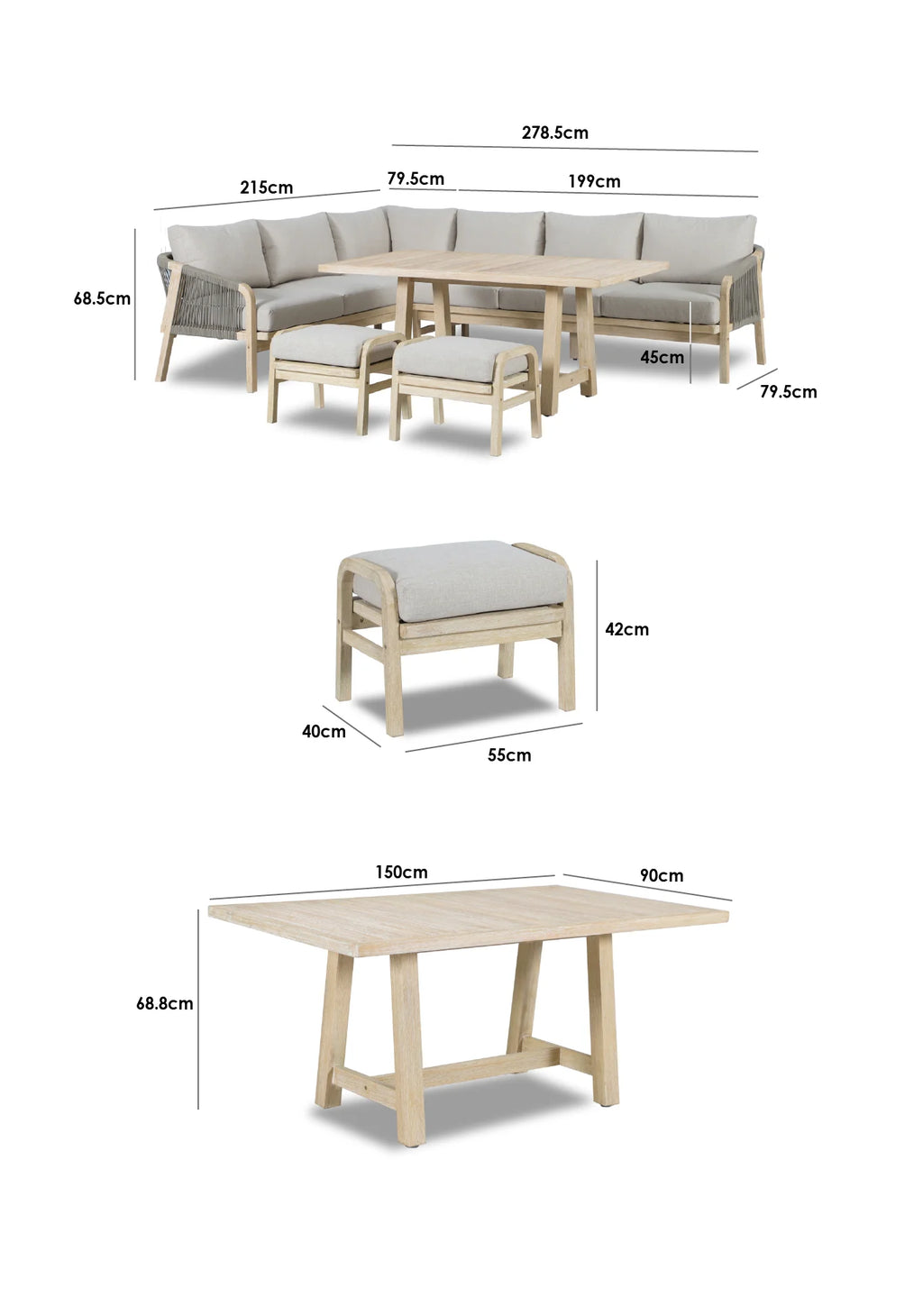 Quay Corner Dining Set in Mocha