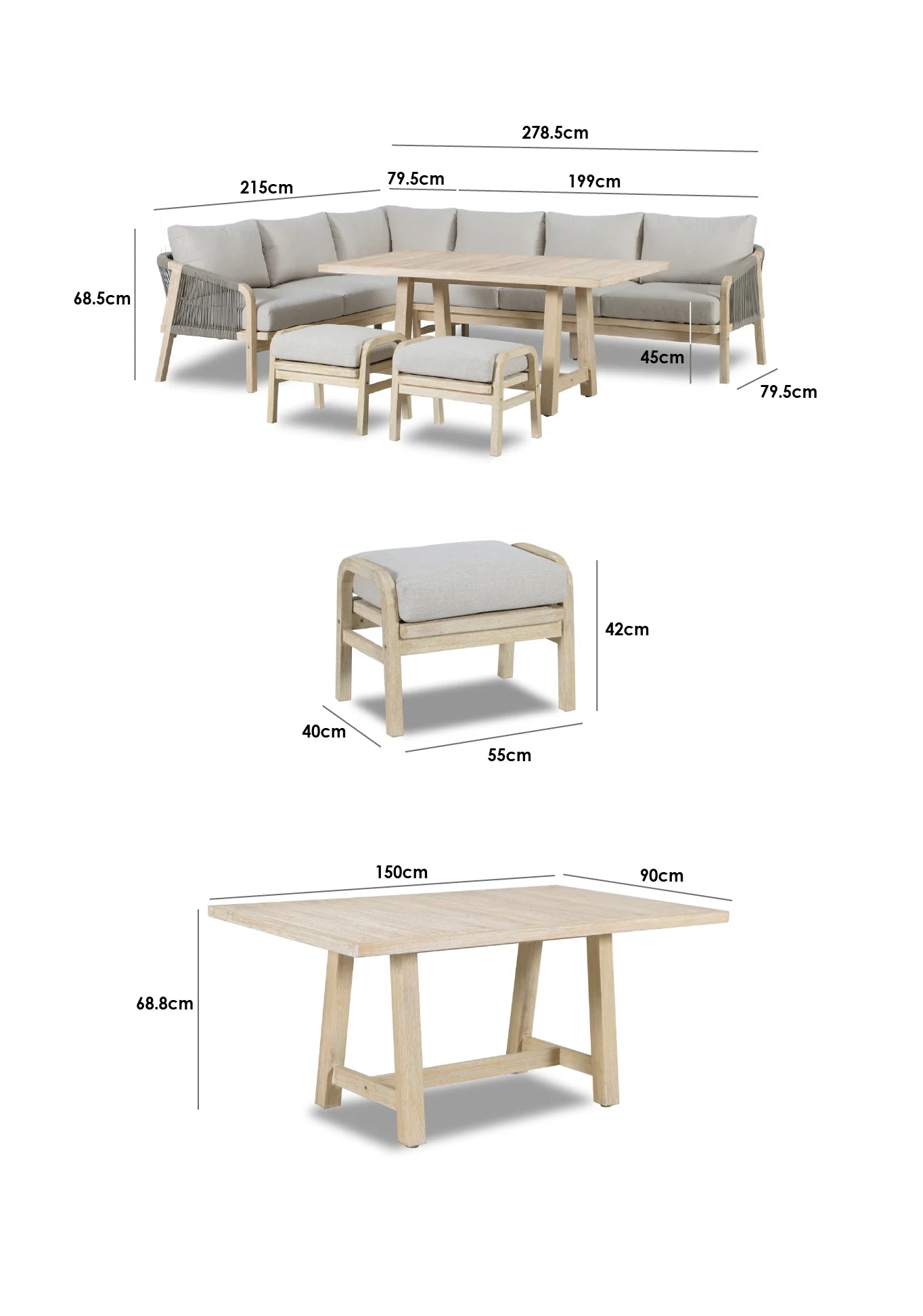 Quay Corner Dining Set in Mocha
