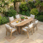 Quay 6 Seat Oval Dining Set in Linen