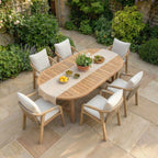 Quay 6 Seat Oval Dining Set in Linen