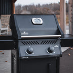 Napoleon Rogue 365 Propane Gas Grill Black Two Burners Cast Iron Grids Premium Outdoor