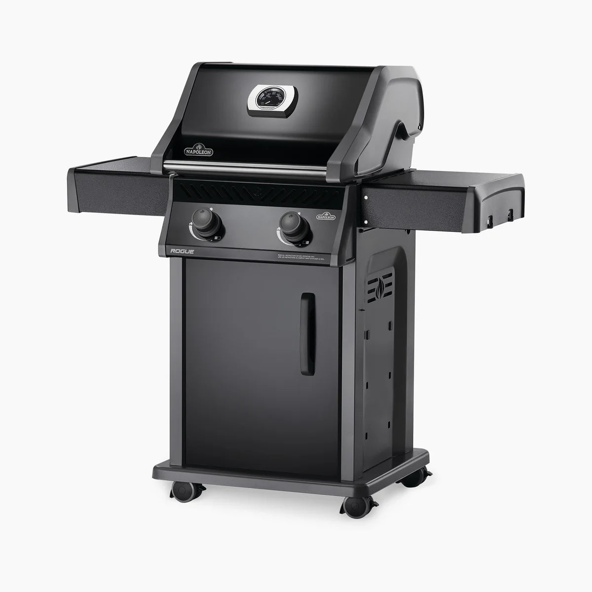 Napoleon Rogue 365 Propane Gas Grill Black Two Burners Cast Iron Grids Premium Outdoor