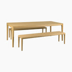 Marlow 8 Seat Dining Set with Wooden Benches in Light Oak