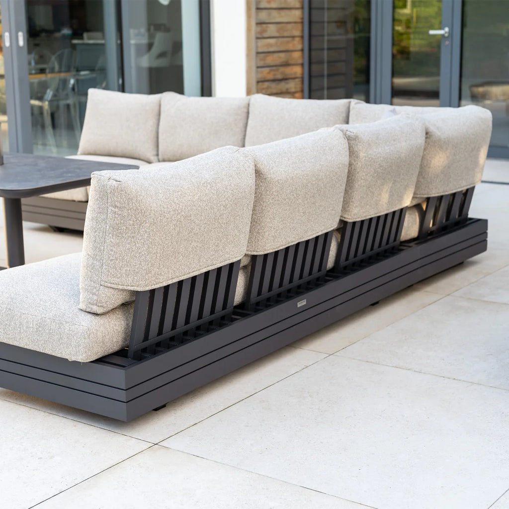Savona Luxury Outdoor Large Corner Sofa Set with Altura Rising Table in Truffle