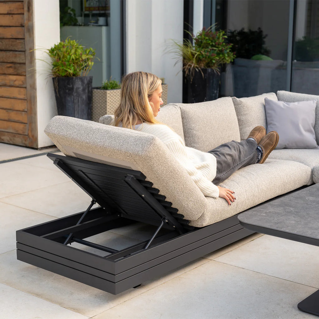 Savona Luxury Outdoor Large Corner Sofa Set with Altura Rising Table in Truffle