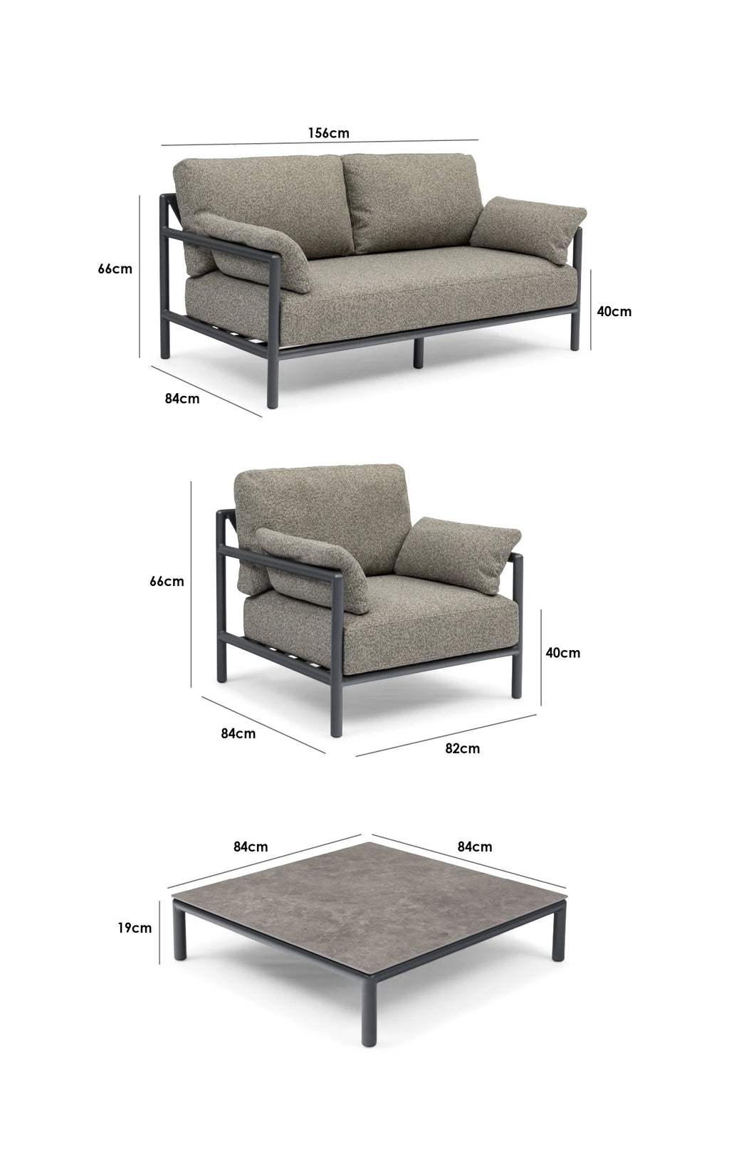 Sorelli 2 Seat Sofa Set in Truffle
