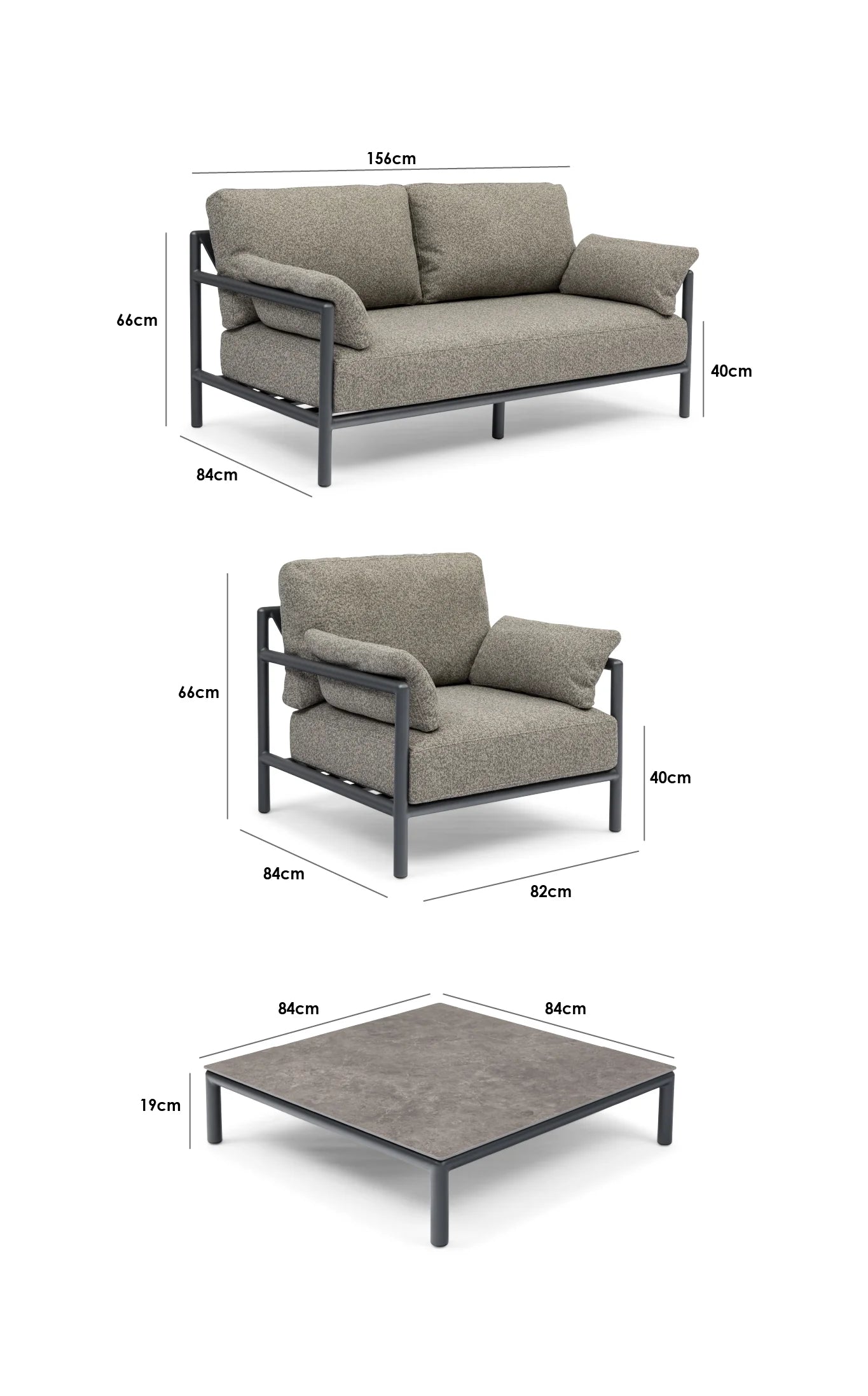 Sorelli 2 Seat Sofa Set in Truffle