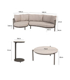 Sutera Curved Chaise Sofa Set in Putty