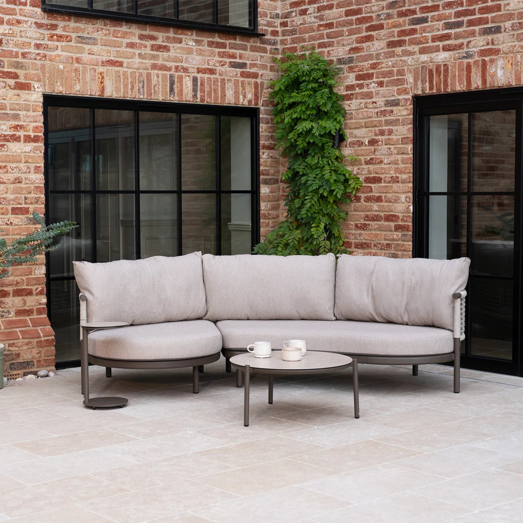 Sutera Curved Chaise Sofa Set in Putty