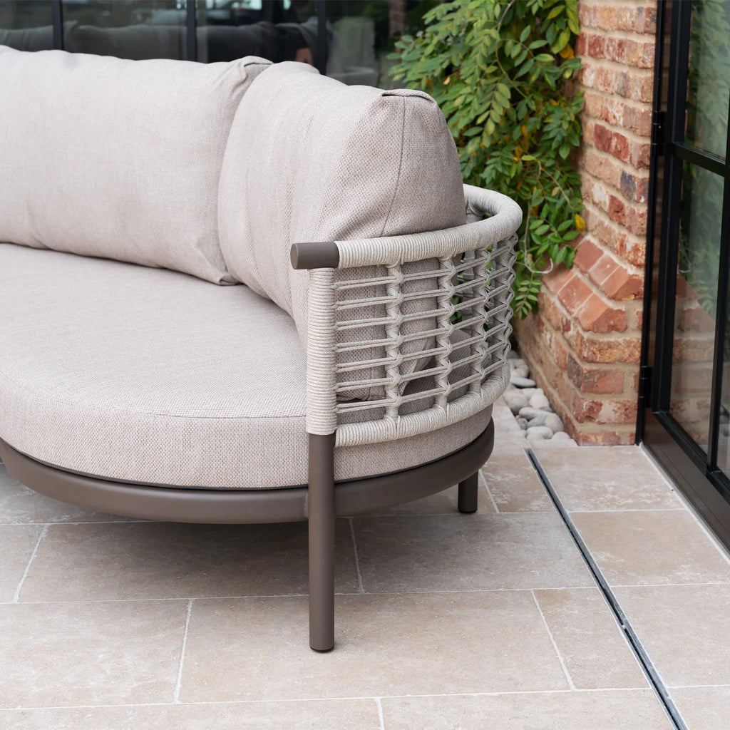 Sutera Curved Chaise Sofa Set in Putty